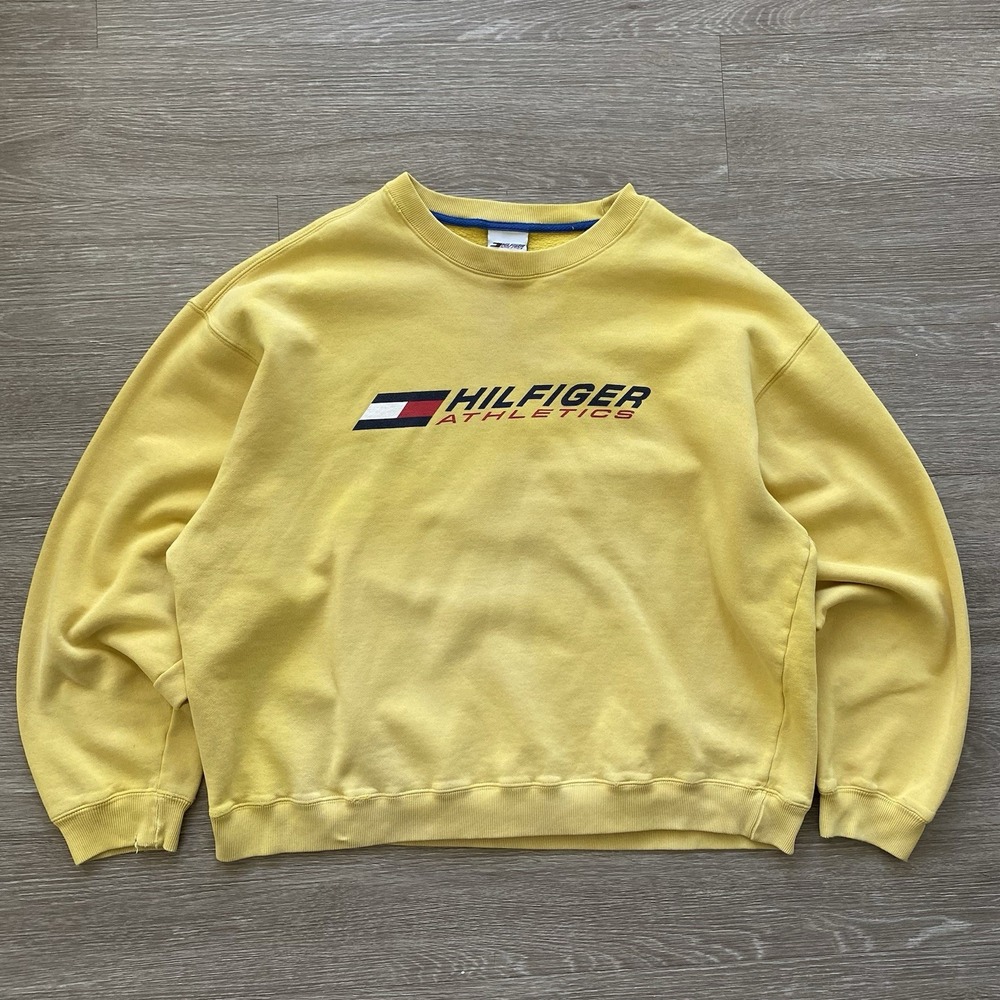 Vintage Tommy Hilfiger Athletics Crewneck Sweatshirt Men's L Yellow Streetwear